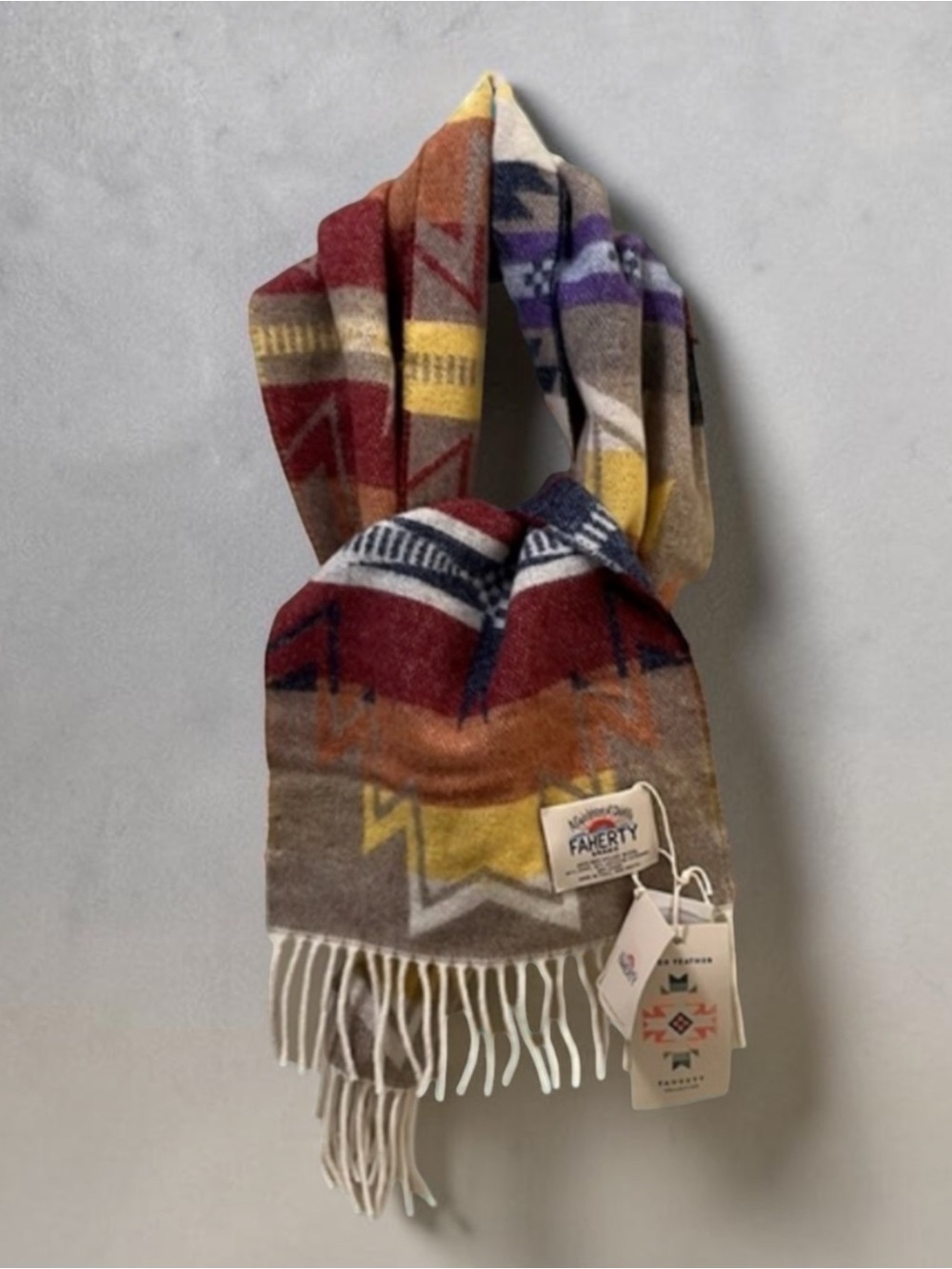 Faherty X Good Feather NWT Desert Earth Fire Scarf 🧣 Made in Italy 🇮🇹
